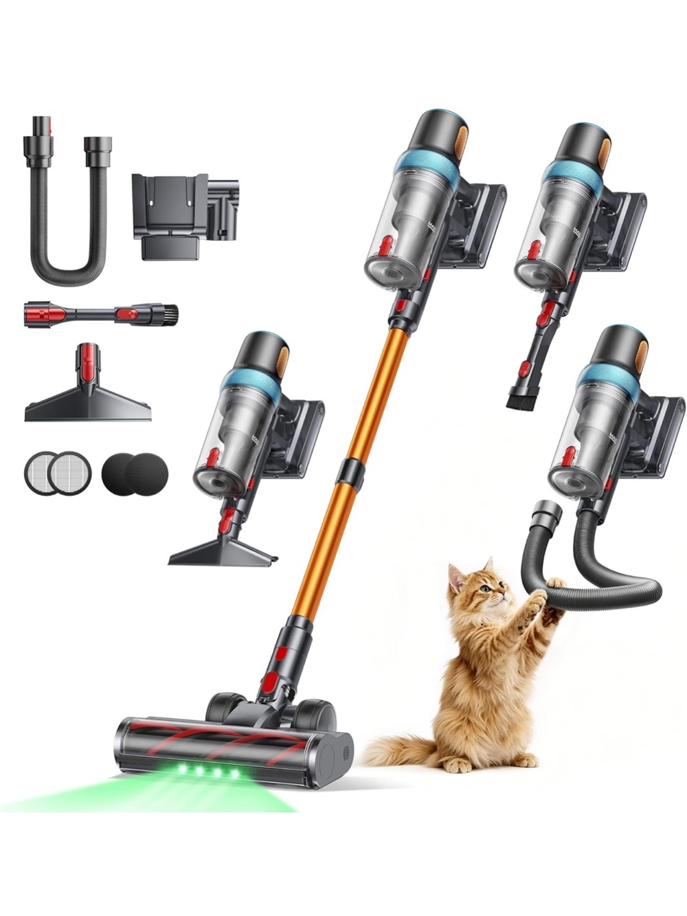 Cordless Vacuum Cleaner, 650W 55KPA 70Mins Vacuum Cleaners for Home